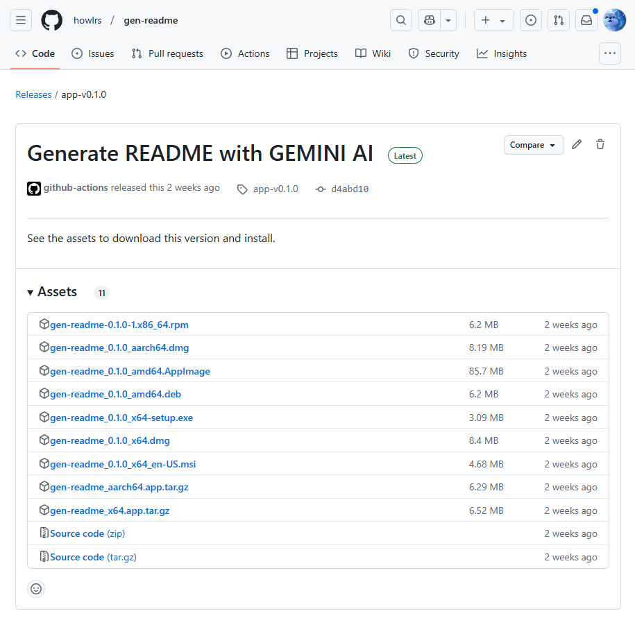 Generate README with GEMINI AI